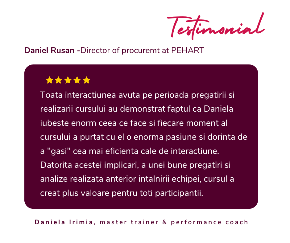 Recomandare de la PEHART recomandare curs tehnici de negociere